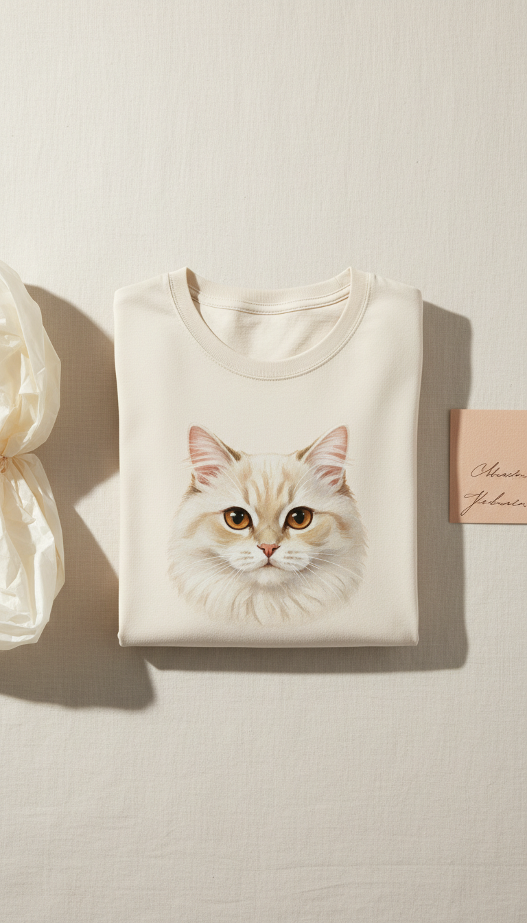 Creamy White Cat Portrait T-Shirt
