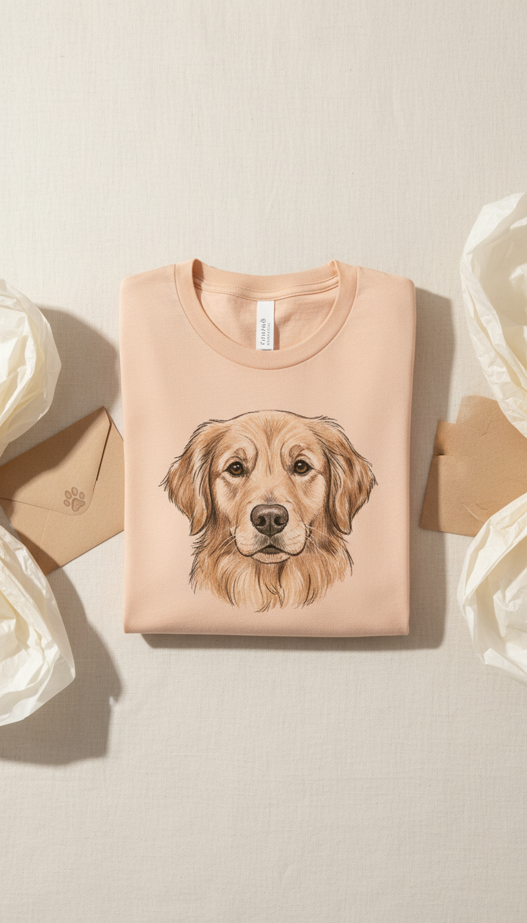 Soft Peach Custom Pet Face T-Shirt