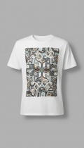 White T-Shirt with Abstract Monochrome Embroidery