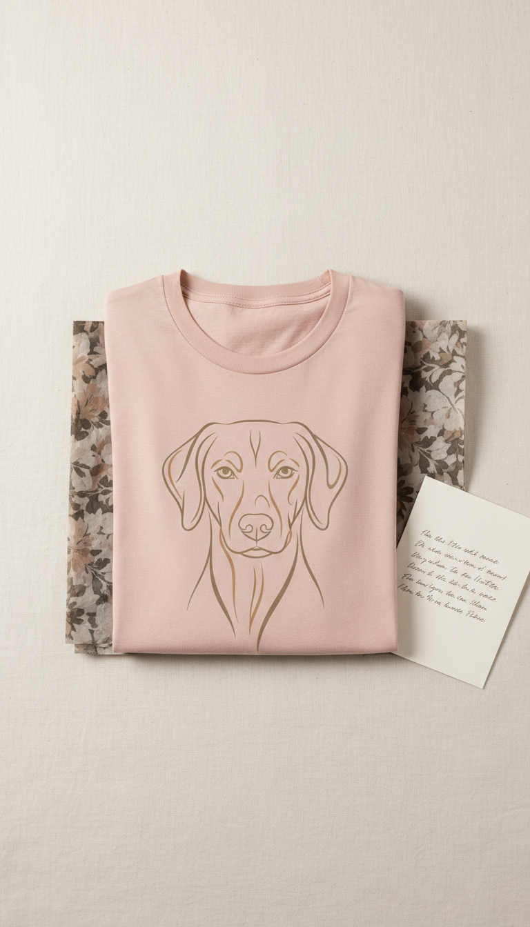 Blush Pink Dog Outline T-Shirt