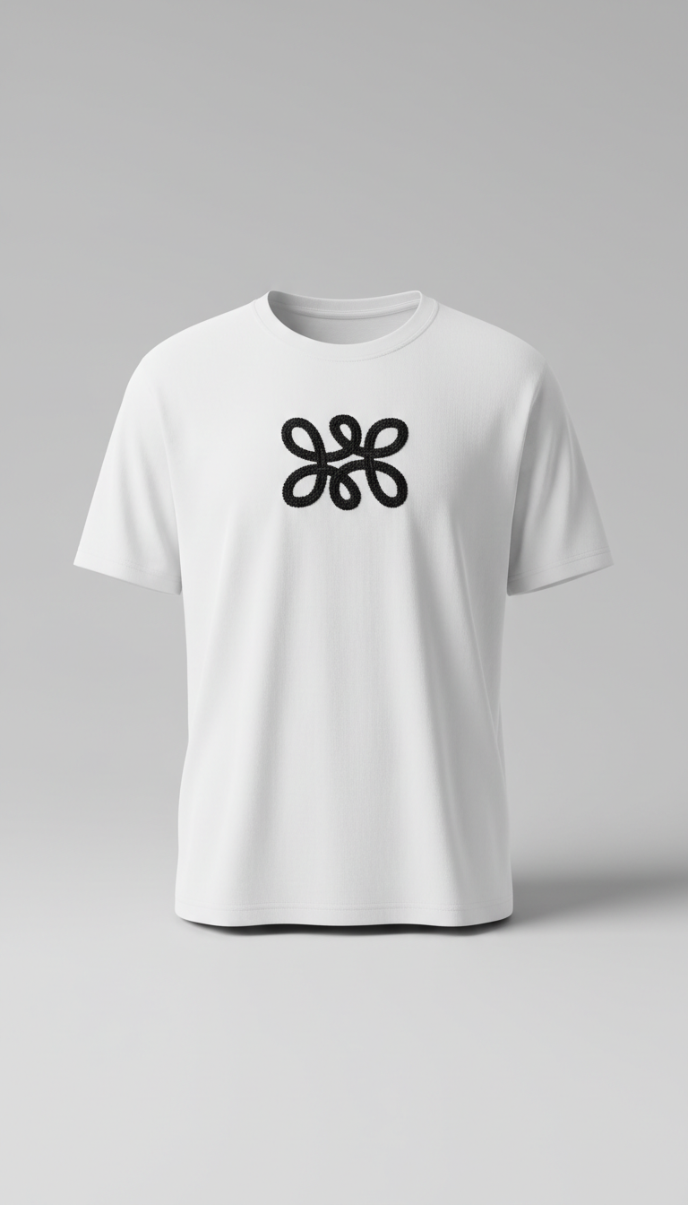 White T-Shirt with Custom Black Logo